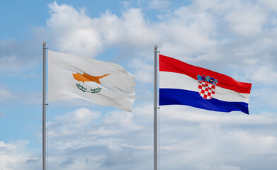 Croatia and Cyprus flags, country relationship concept