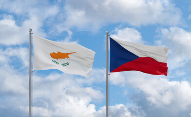 Czech Republic and Cyprus flags, country relationship concept