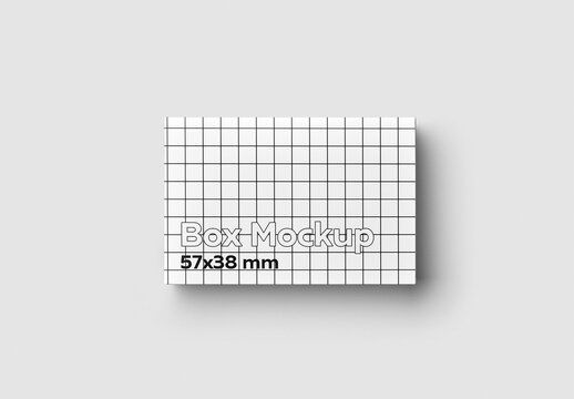 Mockup of closed customizable rectangular box 57mm x 38mm