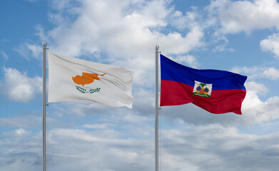 Haiti and Cyprus flags, country relationship concept
