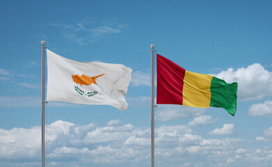 Guinea and Cyprus flags, country relationship concept