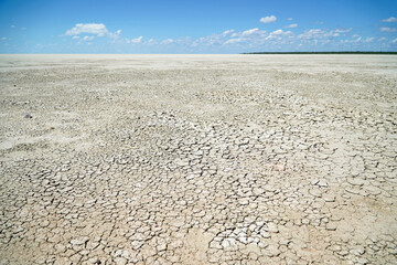 Drought climate change image of dried up salt pan