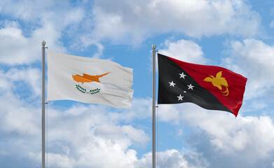 Papua New Guinea and Cyprus flags, country relationship concept