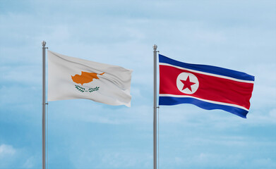 North Korea and Cyprus flags, country relationship concept