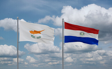 Paraguay and Cyprus flags, country relationship concept