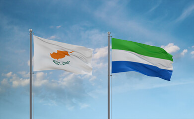 Sierra Leone and Cyprus flags, country relationship concept
