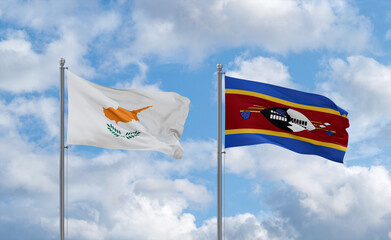 Eswatini and Cyprus flags, country relationship concept