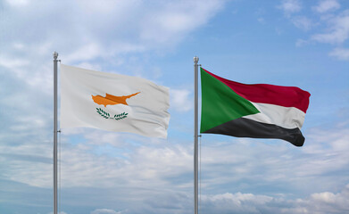 Sudan and Cyprus flags, country relationship concept