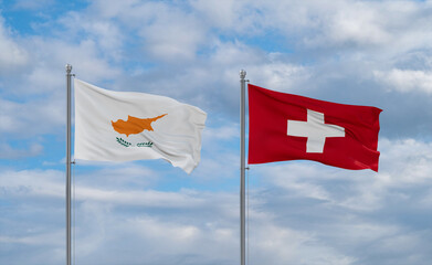 Switzerland and Cyprus flags, country relationship concept