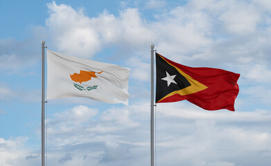 East Timor and Cyprus flags, country relationship concept
