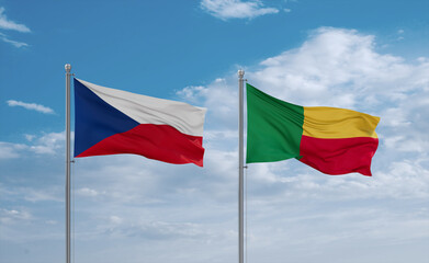 Benin and Czech flags, country relationship concept