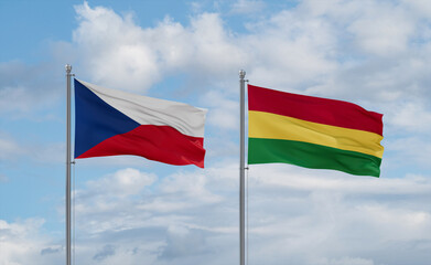 Bolivia and Czech flags, country relationship concept