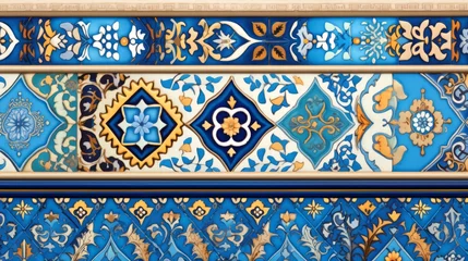 Foto op Canvas A border of exotic Moroccan tiles and patterns © Cloudyew