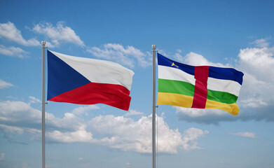 Central African Republic and Czech flags, country relationship concept