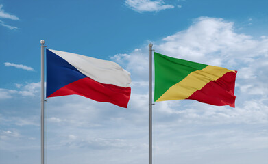 Congo and Czech flags, country relationship concept