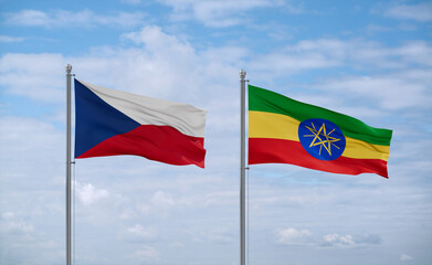 Ethiopia and Czech flags, country relationship concept