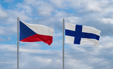 Finland and Czech flags, country relationship concept
