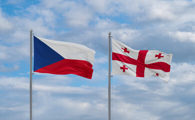 Georgia and Czech flags, country relationship concept