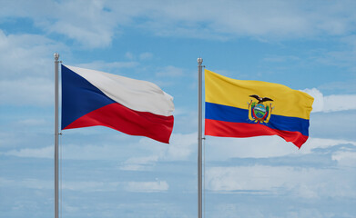 Ecuador and Czech flags, country relationship concept