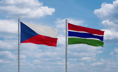 Gambia and Czech flags, country relationship concept