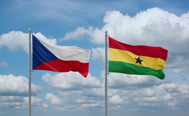 Ghana and Czech flags, country relationship concept