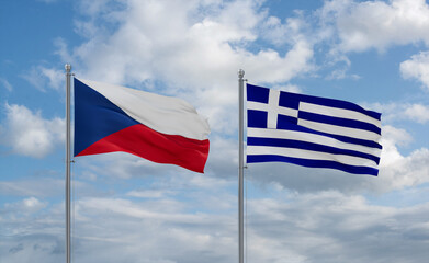 Greece and Czech flags, country relationship concept