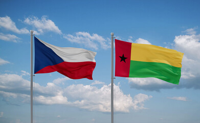 Guinea-Bissau and Czech flags, country relationship concept