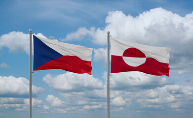 Greenland and Czech flags, country relationship concept
