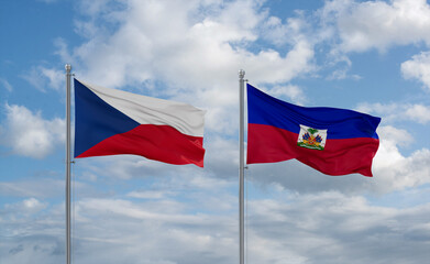 Haiti and Czech flags, country relationship concept