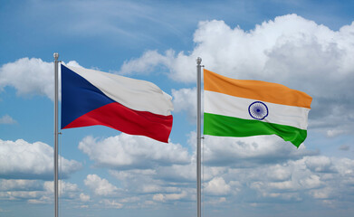 India and Czech flags, country relationship concept