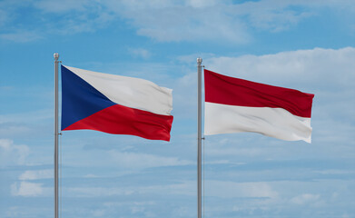 Indonesia and Czech flags, country relationship concept