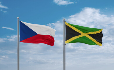 Jamaica and Czech flags, country relationship concept