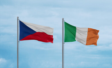 Ireland and Czech flags, country relationship concept