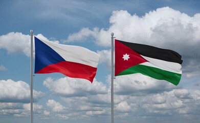 Jordan and Czech flags, country relationship concept