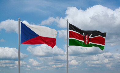 Kenya and Czech flags, country relationship concept