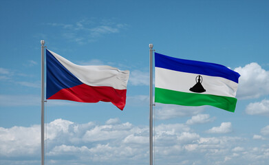 Lesotho and Czech flags, country relationship concept