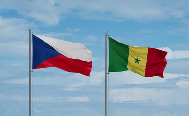 Senegal and Czech flags, country relationship concept