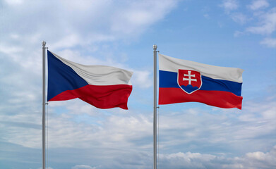 Slovakia and Czech flags, country relationship concept