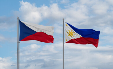 Philippines and Czech flags, country relationship concept