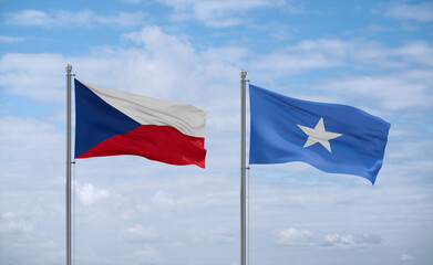 Somalia and Czech flags, country relationship concept
