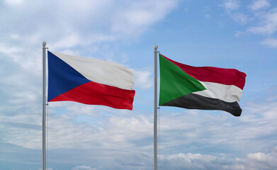 Sudan and Czech flags, country relationship concept