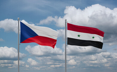 Syrian and Czech flags, country relationship concept