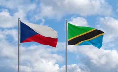 Tanzania and Czech flags, country relationship concept