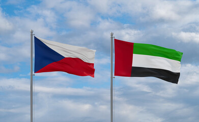 UAE and Czech flags, country relationship concept