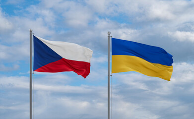 Ukraine and Czech flags, country relationship concept