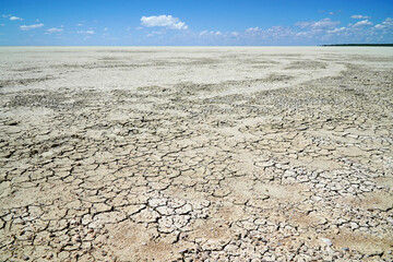 Drought climate change image of dried up salt pan