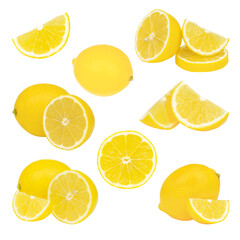 Set of lemons isolated on white background.