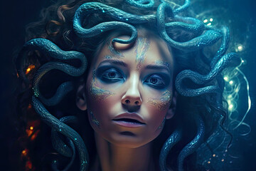 Medusa. Generative AI, non-existent person.	 - obrazy, fototapety, plakaty