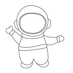 Interstellar Journey Spaceman and Cosmic Adventure in Line Illustration