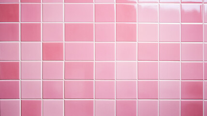 Pink tile wall chequered background bathroom floor